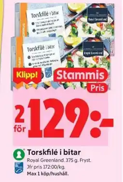 ICA Kvantum ROYAL GREENLAND Torskfilé i bitar erbjuda