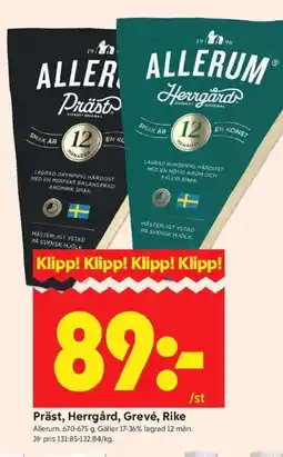 ICA Kvantum ALLERUM Präst, herrgård, grevé, rike erbjuda