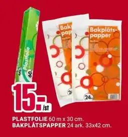 ÖoB PLASTFOLIE, BAKPLÅTSPAPPER erbjuda