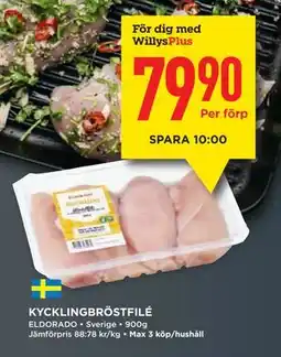 Willys KYCKLINGBRÖSTFILÉ, Medlemspris erbjuda