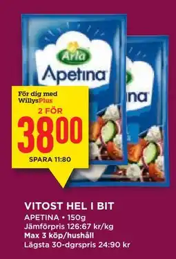 Willys Hemma VITOST HEL I BIT, Medlemspris erbjuda