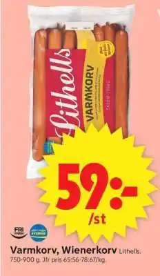 ICA Supermarket Varmkorv, Wienerkorv Lithells erbjuda