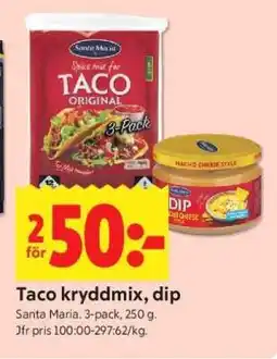 ICA Supermarket Taco kryddmix, dip erbjuda