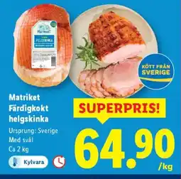 Lidl Matriket Färdigkokt helgskinka erbjuda