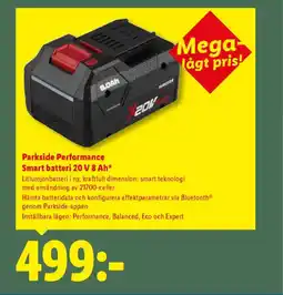Lidl Parkside Performance Smart batteri 20 V 8 Ah erbjuda