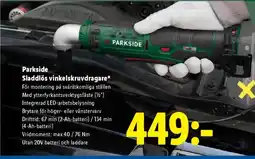 Lidl Parkside Sladdlös vinkelskruvdragare erbjuda