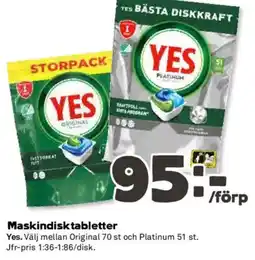 Coop YES Maskindisktabletter erbjuda
