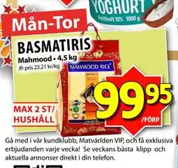 Matvärlden Tensta BASMATIRIS erbjuda