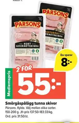 Coop Extra Smörgåspålägg tunna skivor, Medlemspris erbjuda