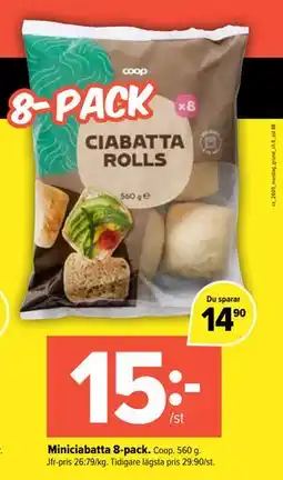 Coop Extra Miniciabatta 8-pack erbjuda