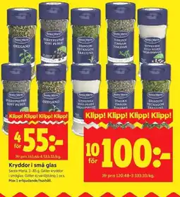 ICA Kvantum Santa Maria Kryddor i små glas erbjuda