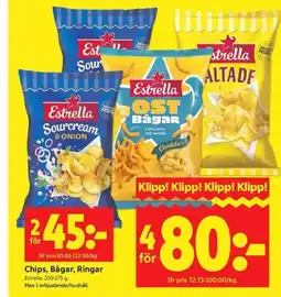 ICA Kvantum Estrella Chips, Bågar, Ringar erbjuda