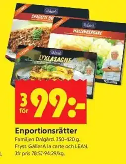 ICA Kvantum Familjen Dafgård Enportionsrätter erbjuda