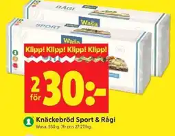 ICA Kvantum Wasa Knäckebröd Sport & Rågi erbjuda