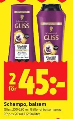 ICA Kvantum Gliss Schampo, balsam erbjuda