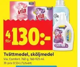 ICA Kvantum Via, Comfort Tvättmedel, sköljmedel erbjuda
