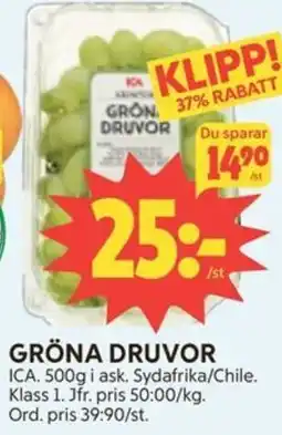 Ica Hajen Lagpris ICA Gröna druvor erbjuda