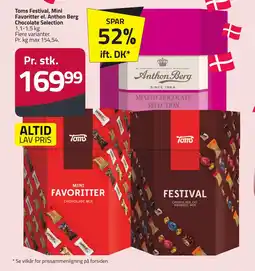 Fleggaard TOMS Festival, mini favoritter el. anthon berg chocolate selection erbjuda