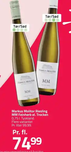 Fleggaard MARKUS MOLITOR Riesling mm feinherb el. trocken erbjuda