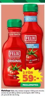 Coop Ketchup Felix erbjuda