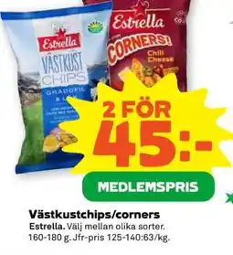 Stora Coop Västkustchips, Corners erbjuda