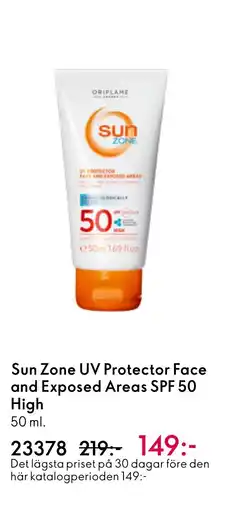 Oriflame Sun Zone UV Protector Face and Exposed Areas SPF 50 High erbjuda