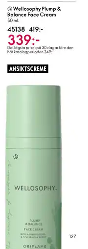 Oriflame Wellosophy Plump & Balance Face Cream erbjuda