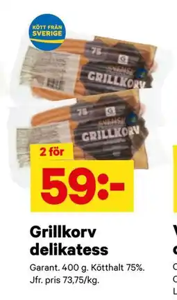 City Gross Grillkorv delikatess erbjuda