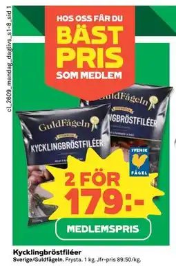 Coop Daglivs Kycklingbröstfiléer, Medlemspris erbjuda