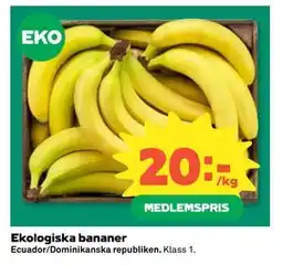 Coop Daglivs Ekologiska bananer, Medlemspris erbjuda