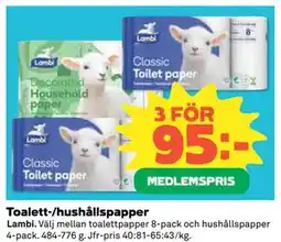Coop Daglivs Toalett-/hushållspapper, Medlemspris erbjuda