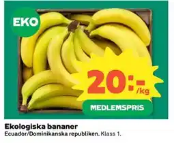 Coop Daglivs Ekologiska bananer, Medlemspris erbjuda