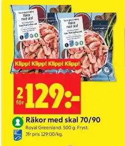 ICA Kvantum Räkor med skal 70/90 erbjuda