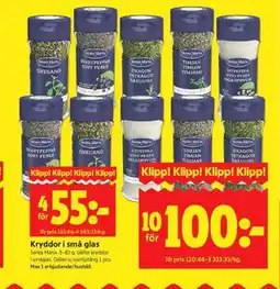 ICA Kvantum Kryddor i små glas erbjuda