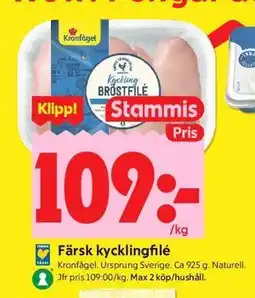 ICA Kvantum Färsk kycklingfilé, Medlemspris erbjuda