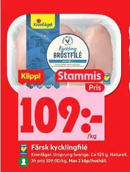 ICA Kvantum Färsk kycklingfilé, Medlemspris erbjuda