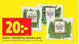 ICA Kvantum Socker-, salladsärtor, haricots verts erbjuda