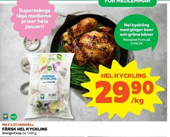 Coop Daglivs Färsk hel kyckling erbjuda