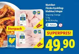 Lidl Matriket Färska kycklingklubbor/vingar erbjuda