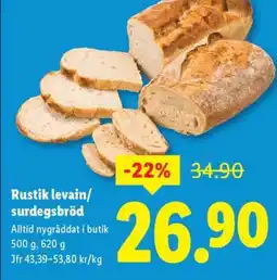 Lidl Rustik levain/surdegsbröd erbjuda