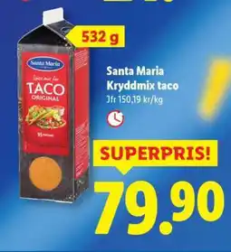 Lidl Santa Maria Kryddmix taco erbjuda