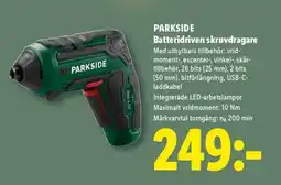 Lidl PARKSIDE Batteridriven skruvdragare erbjuda