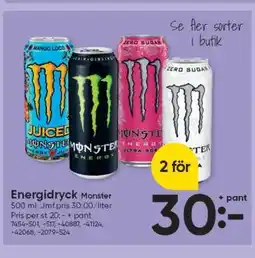 DollarStore Energidryck Monster erbjuda