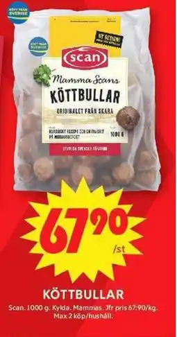 ICA Maxi Scan Köttbullar erbjuda
