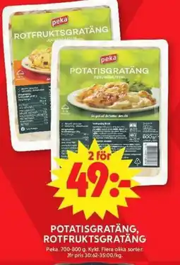 ICA Maxi PEKA Potatisgratäng, rotfruktsgratäng erbjuda