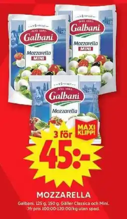 ICA Maxi Galbani Mozzarella erbjuda