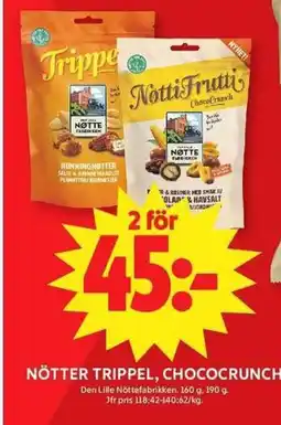 ICA Maxi Nötter trippel, chococrunch erbjuda