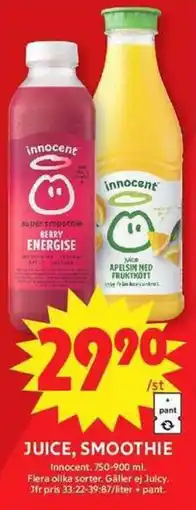 ICA Maxi Innocent Juice, smoothie erbjuda