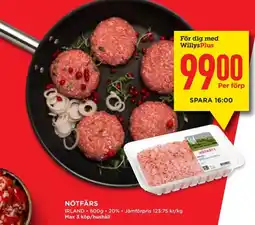 Willys Hemma Nötfärs erbjuda