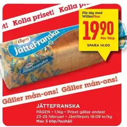 Willys Hemma Pågen Jättefranska erbjuda